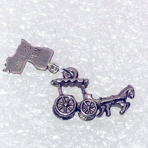 Vtg Sterling Horse Buggy Carriage New Orleans Bracelet Charm / Mini Pendant
